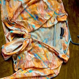 Sheer multicolored beach top